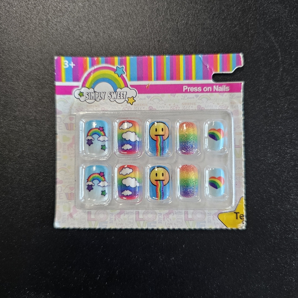 Press on nails, rainbow press on nails for kids - new